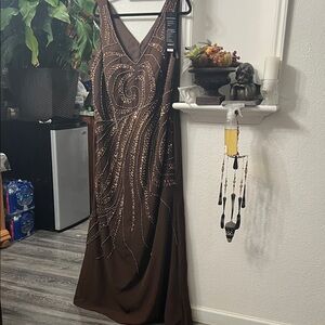 Sophisticated Brown Embellished Prom Dress